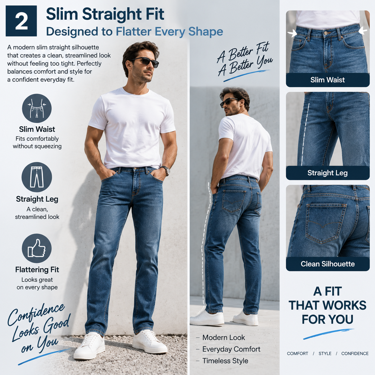 Flex Comfort Slim Straight Jeans